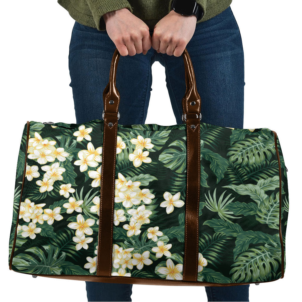 Hawaii Plumeria Tropical Leaves Travel Bag Monstera Calathea Palm Fronds LT01 Green - Polynesian Pride