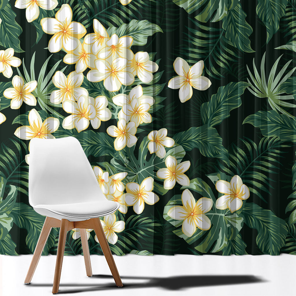Hawaii Plumeria Tropical Leaves Window Curtain Monstera Calathea Palm Fronds LT01 - Polynesian Pride