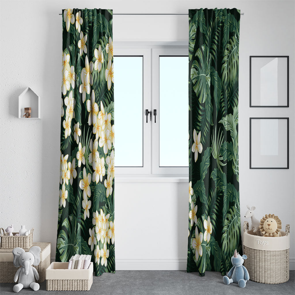 Hawaii Plumeria Tropical Leaves Window Curtain Monstera Calathea Palm Fronds LT01 - Polynesian Pride