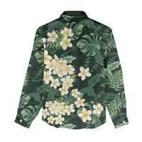 Hawaii Plumeria Tropical Leaves Women Casual Shirt Monstera Calathea Palm Fronds LT01 - Polynesian Pride