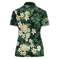 Hawaii Plumeria Tropical Leaves Women Polo Shirt Monstera Calathea Palm Fronds LT01 - Polynesian Pride