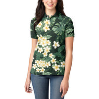 Hawaii Plumeria Tropical Leaves Women Polo Shirt Monstera Calathea Palm Fronds LT01 - Polynesian Pride
