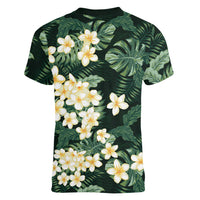 Hawaii Plumeria Tropical Leaves Women V-Neck T-Shirt Monstera Calathea Palm Fronds LT01 - Polynesian Pride
