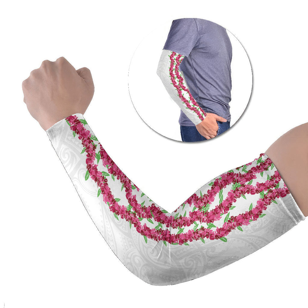Hawaii Aalii Lei Arm Sleeves Aalii Ku Makani LT01 Set of 2 White - Polynesian Pride