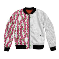 Hawaii Aalii Lei Bomber Jacket Aalii Ku Makani LT01 Unisex White - Polynesian Pride