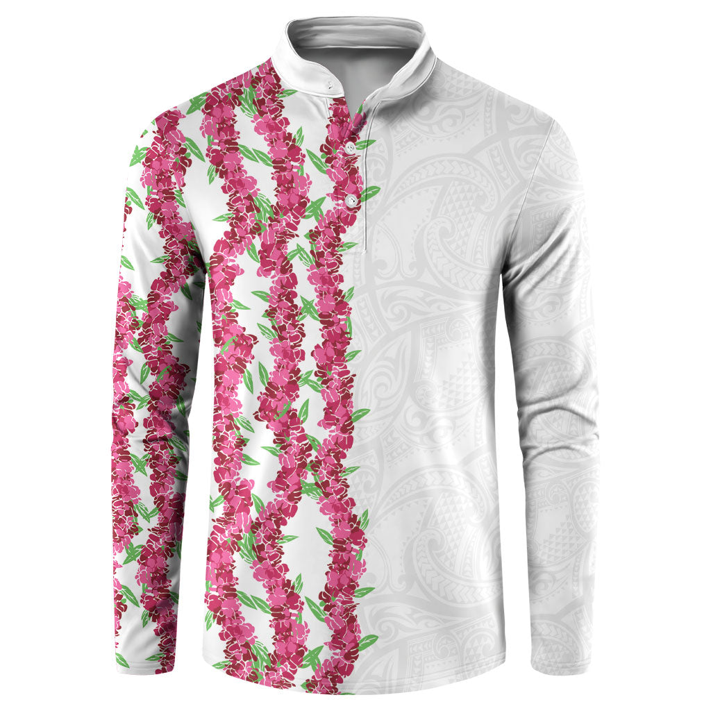 Hawaii Aalii Lei Button Sweatshirt Aalii Ku Makani LT01 White - Polynesian Pride