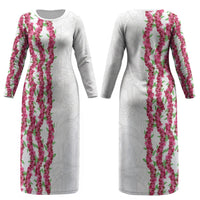 Hawaii Aalii Lei Couples Matching Long Sleeve Bodycon Dress and Hawaiian Shirt Aalii Ku Makani LT01 - Polynesian Pride