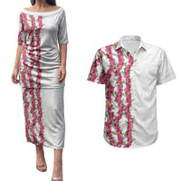Hawaii Aalii Lei Couples Matching Puletasi and Hawaiian Shirt Aalii Ku Makani LT01 White - Polynesian Pride
