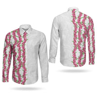 Hawaii Aalii Lei Couples Matching Puletasi and Long Sleeve Button Shirt Aalii Ku Makani LT01 - Polynesian Pride