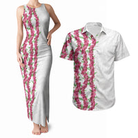 Hawaii Aalii Lei Couples Matching Tank Maxi Dress and Hawaiian Shirt Aalii Ku Makani LT01 White - Polynesian Pride