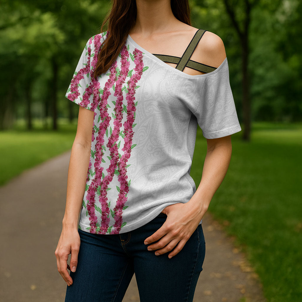 Hawaii Aalii Lei Cross Shoulder Shirt Aalii Ku Makani LT01 - Polynesian Pride