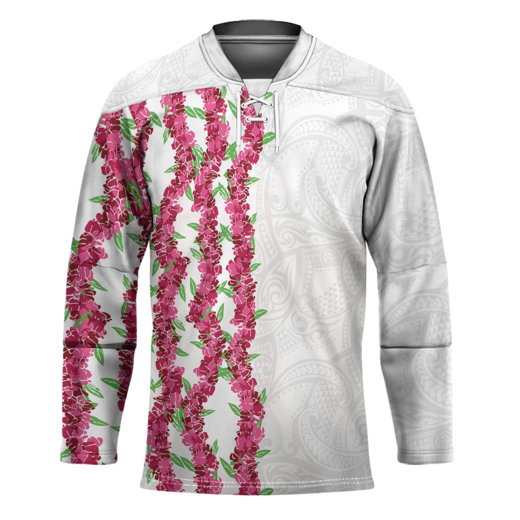 Hawaii Aalii Lei Hockey Jersey Aalii Ku Makani LT01 Unisex White - Polynesian Pride