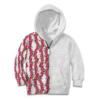 Hawaii Aalii Lei Kid Hoodie Aalii Ku Makani LT01 Zip Hoodie White - Polynesian Pride