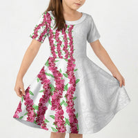 Hawaii Aalii Lei Kid Short Sleeve Dress Aalii Ku Makani LT01 KID White - Polynesian Pride