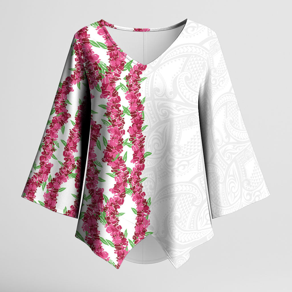 Hawaii Aalii Lei Kimono Sleeve Blouse Aalii Ku Makani LT01 Female White - Polynesian Pride