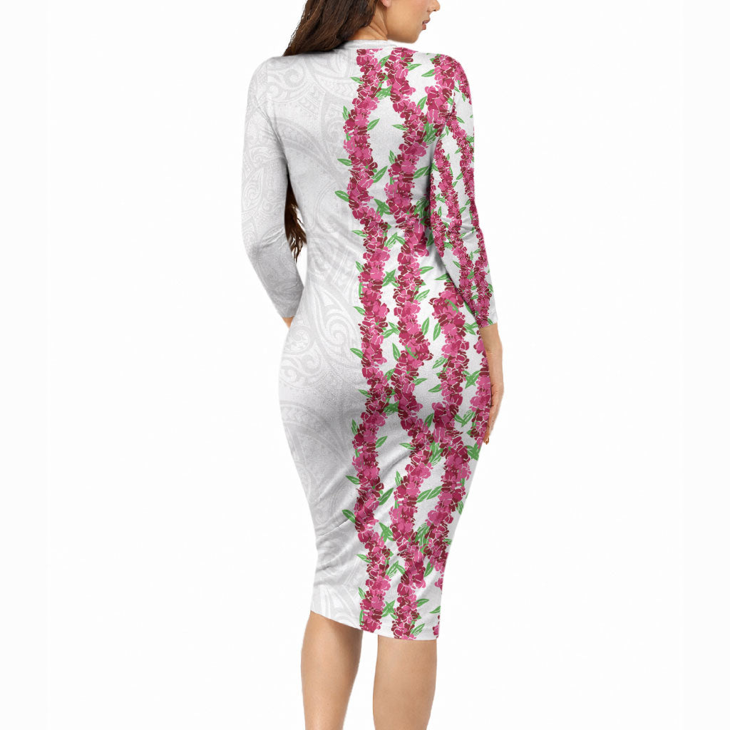 Hawaii Aalii Lei Long Sleeve Bodycon Dress Aalii Ku Makani LT01 - Polynesian Pride