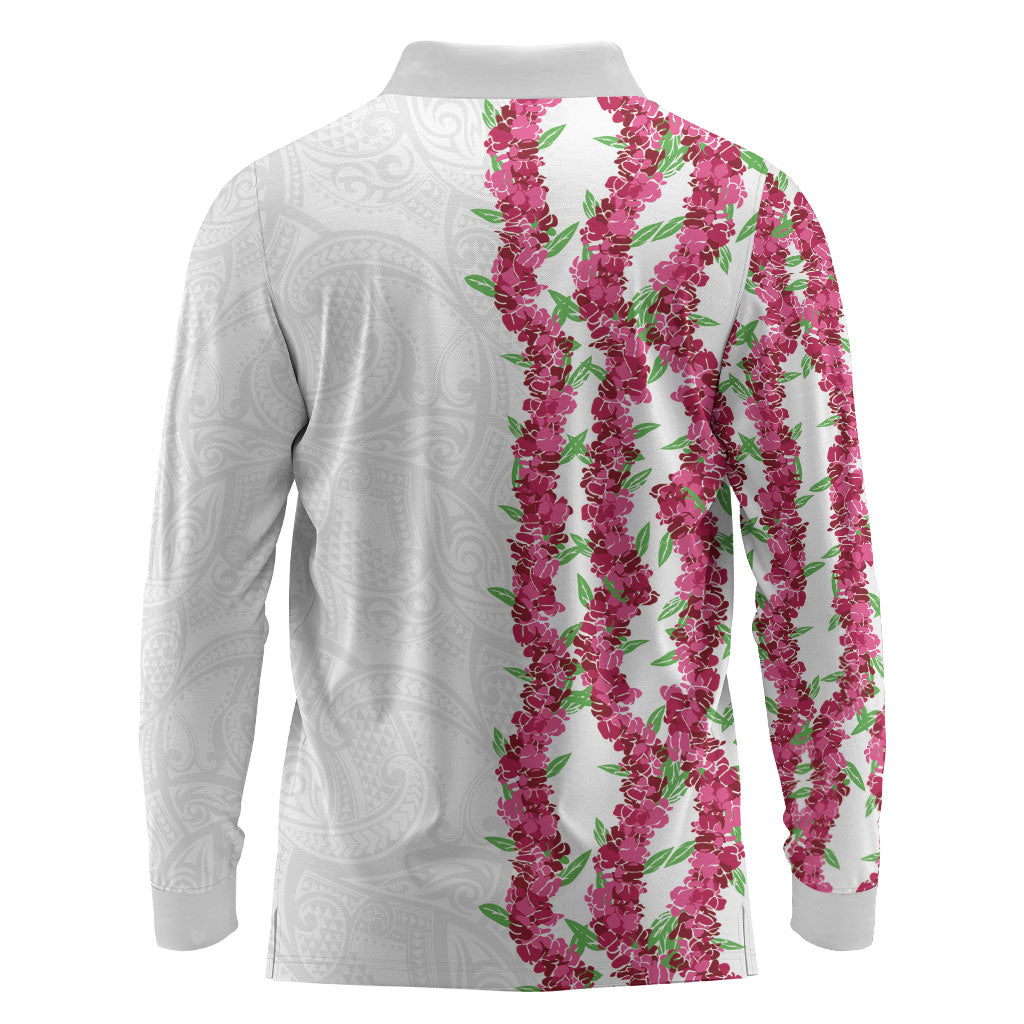 Hawaii Aalii Lei Long Sleeve Polo Shirt Aalii Ku Makani LT01 - Polynesian Pride