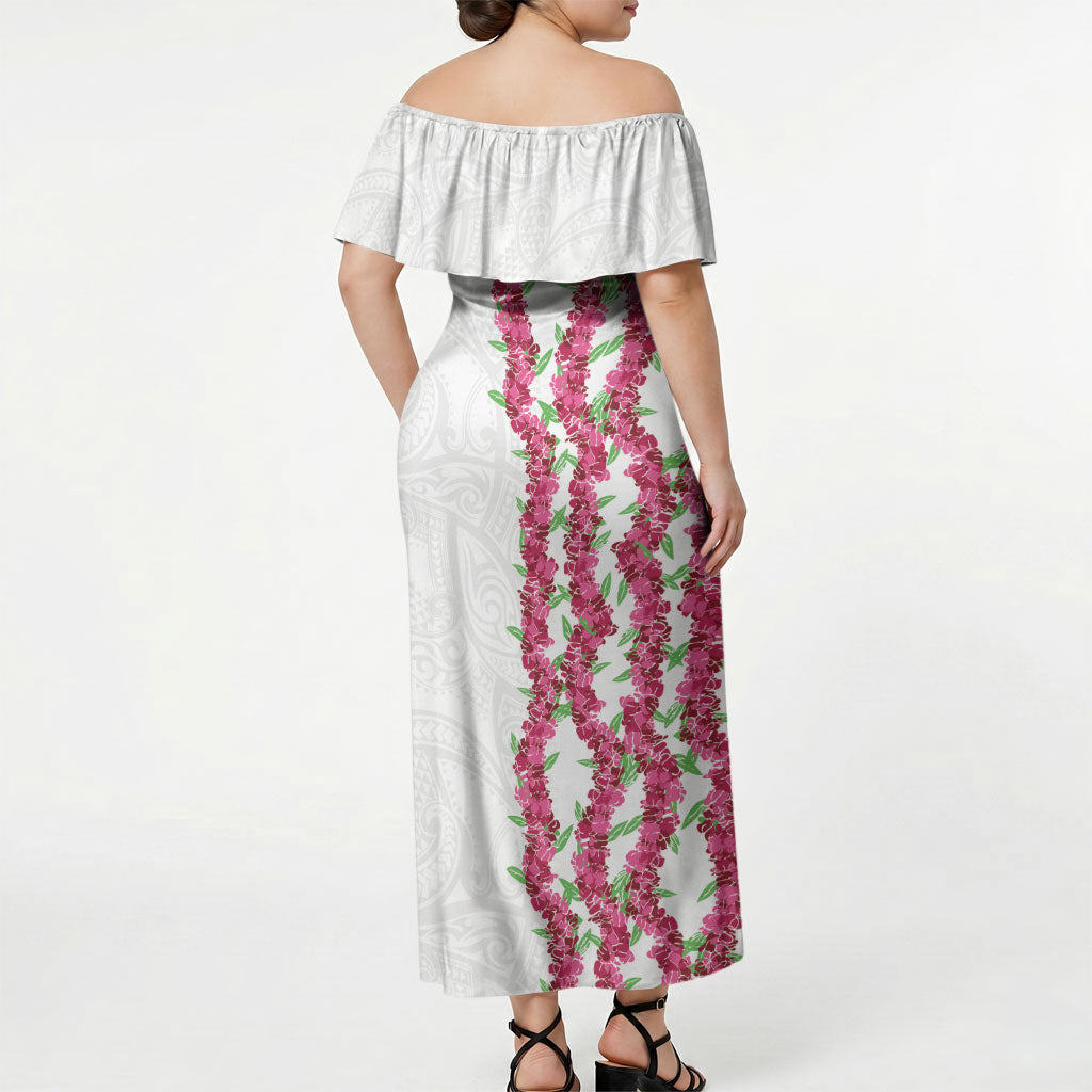 Hawaii Aalii Lei Off Shoulder Maxi Dress Aalii Ku Makani LT01 - Polynesian Pride