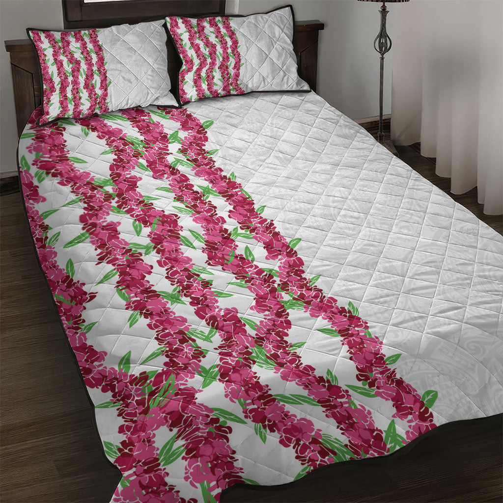 Hawaii Aalii Lei Quilt Bed Set Aalii Ku Makani LT01 White - Polynesian Pride