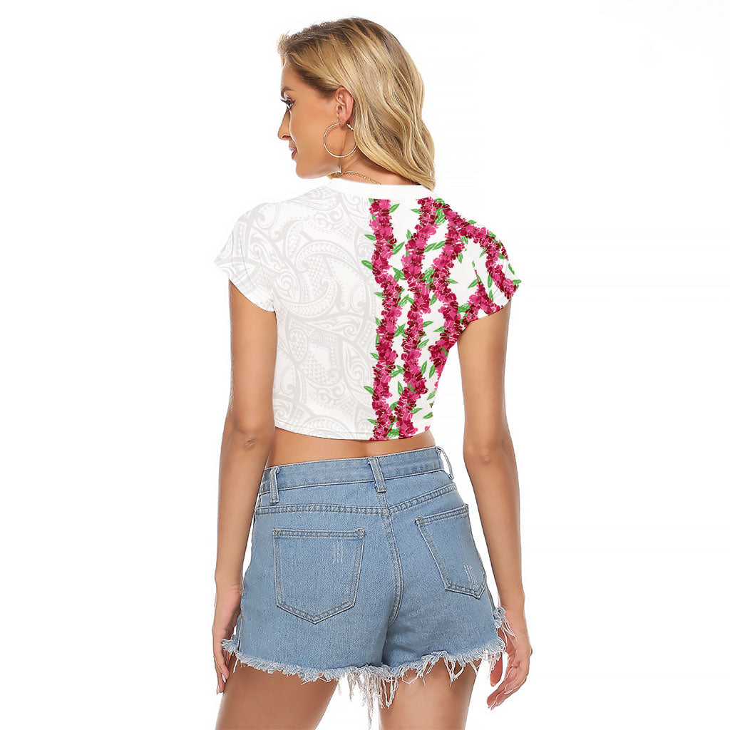 Hawaii Aalii Lei Raglan Cropped T Shirt Aalii Ku Makani LT01 - Polynesian Pride