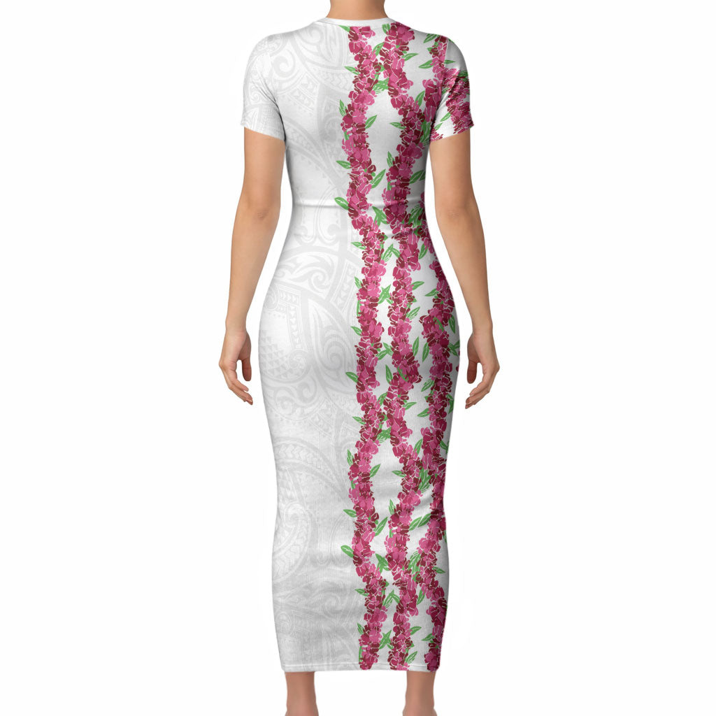 Hawaii Aalii Lei Short Sleeve Bodycon Dress Aalii Ku Makani LT01 - Polynesian Pride