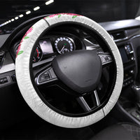 Hawaii Aalii Lei Steering Wheel Cover Aalii Ku Makani LT01 Universal Fit White - Polynesian Pride