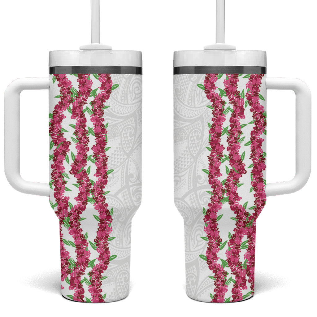 Hawaii Aalii Lei Tumbler With Handle Aalii Ku Makani LT01 One Size: 40 oz White - Polynesian Pride