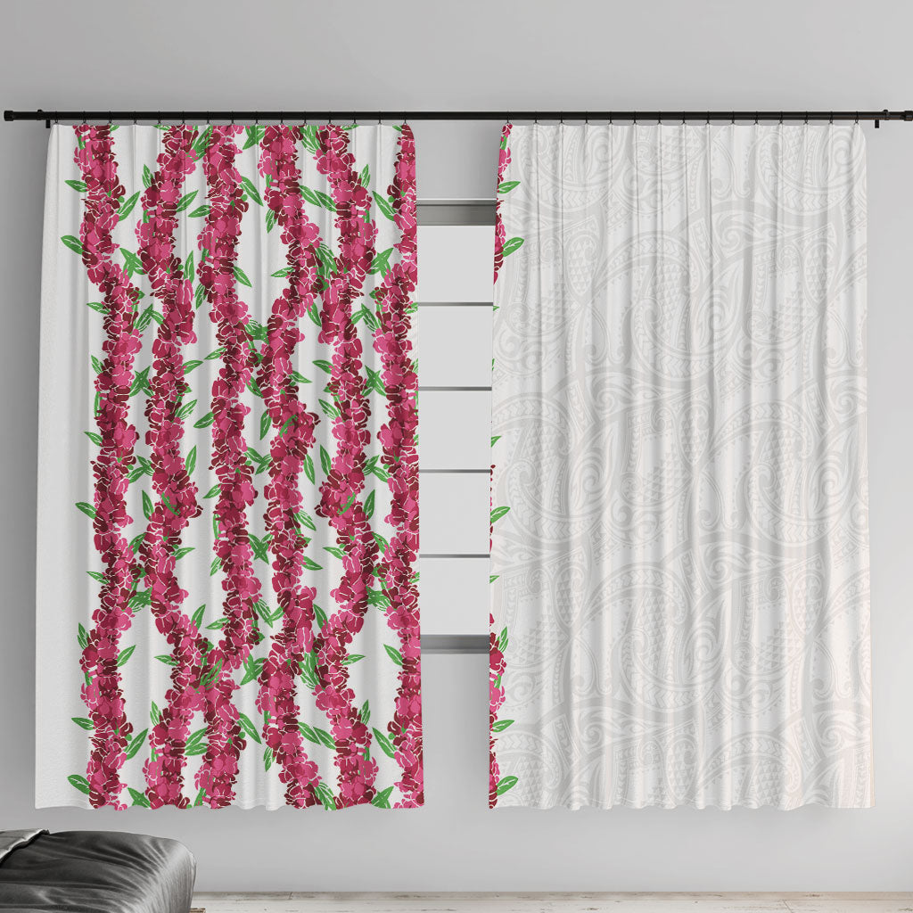 Hawaii Aalii Lei Window Curtain Aalii Ku Makani LT01 With Hooks White - Polynesian Pride