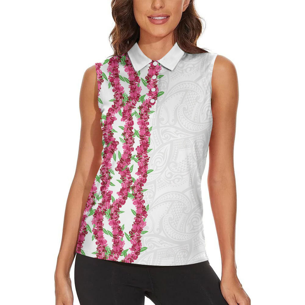 Hawaii Aalii Lei Women Sleeveless Polo Shirt Aalii Ku Makani LT01 - Polynesian Pride