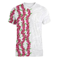 Hawaii Aalii Lei Women V-Neck T-Shirt Aalii Ku Makani LT01 Female White - Polynesian Pride