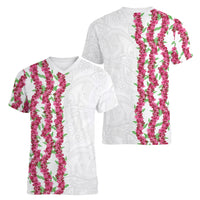 Hawaii Aalii Lei Women V-Neck T-Shirt Aalii Ku Makani LT01 - Polynesian Pride