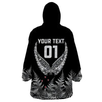 Custom New Zealand Rugby Wearable Blanket Hoodie NZ Opango Forever Silver Fern Heart LT01 - Polynesian Pride
