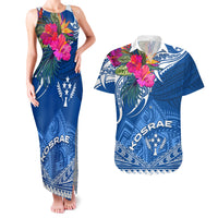 Kosrae Constitution Day Couples Matching Tank Maxi Dress and Hawaiian Shirt Kusaie Special Style LT01 Blue - Polynesian Pride