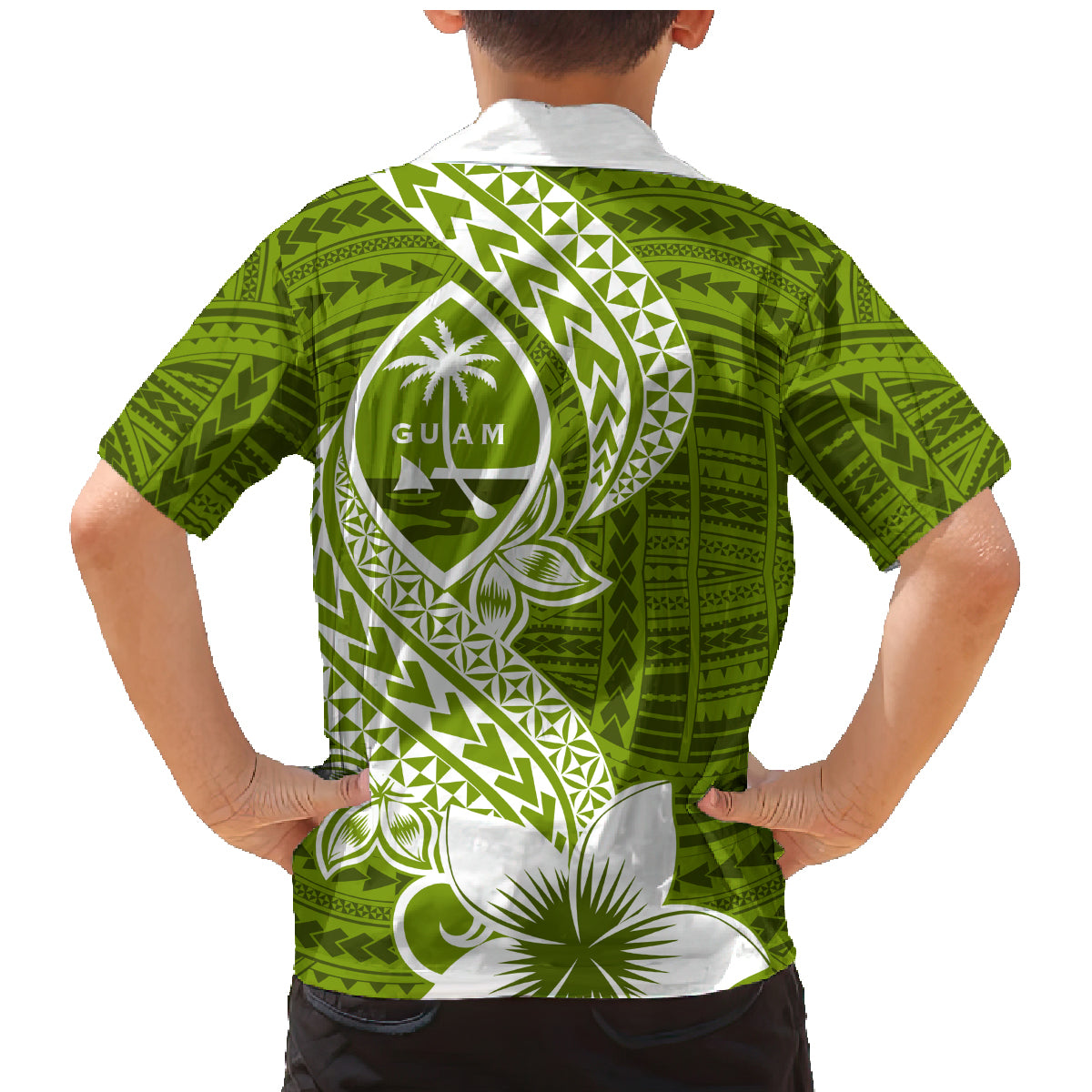 Hafa Adai Guam Family Matching Mermaid Dress and Hawaiian Shirt Polynesian Olive Green Blue Pattern LT01 - Polynesian Pride