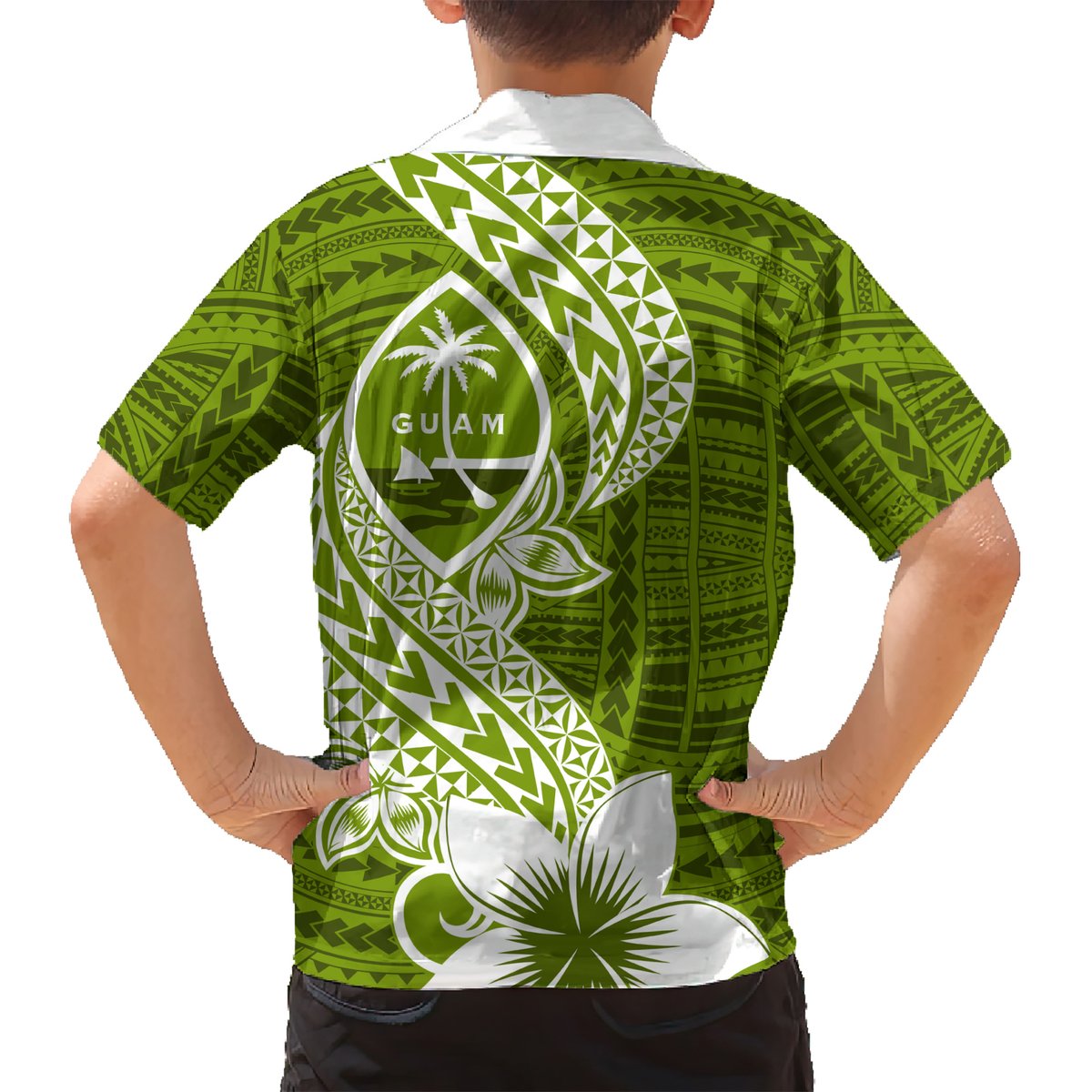 Hafa Adai Guam Hawaiian Shirt Polynesian Olive Green Blue Pattern LT01 - Polynesian Pride