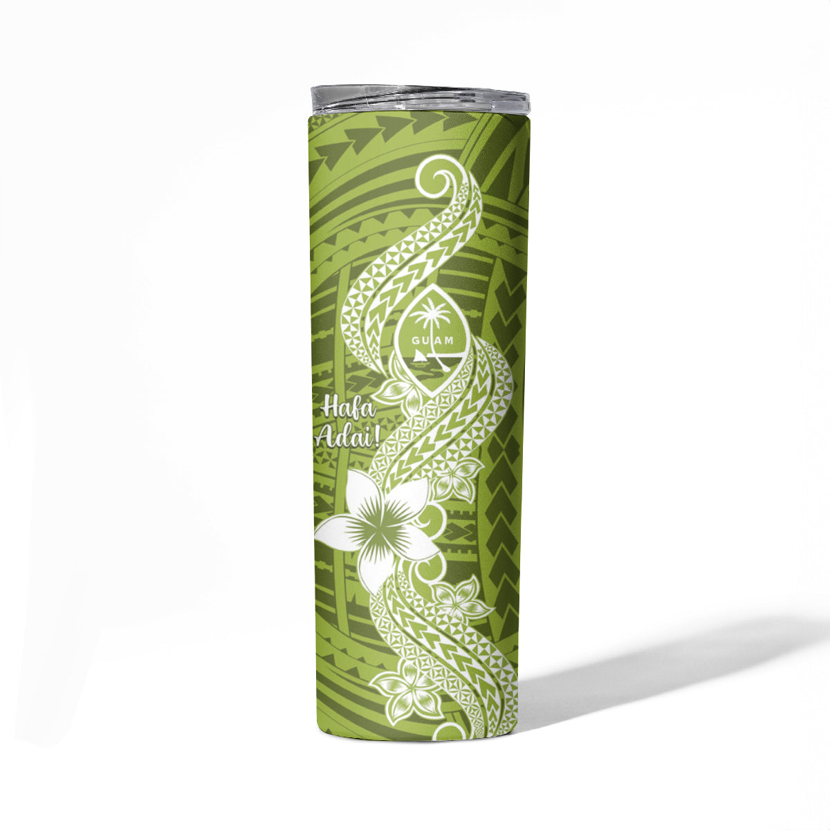 Hafa Adai Guam Skinny Tumbler Polynesian Olive Green Blue Pattern LT01 - Polynesian Pride