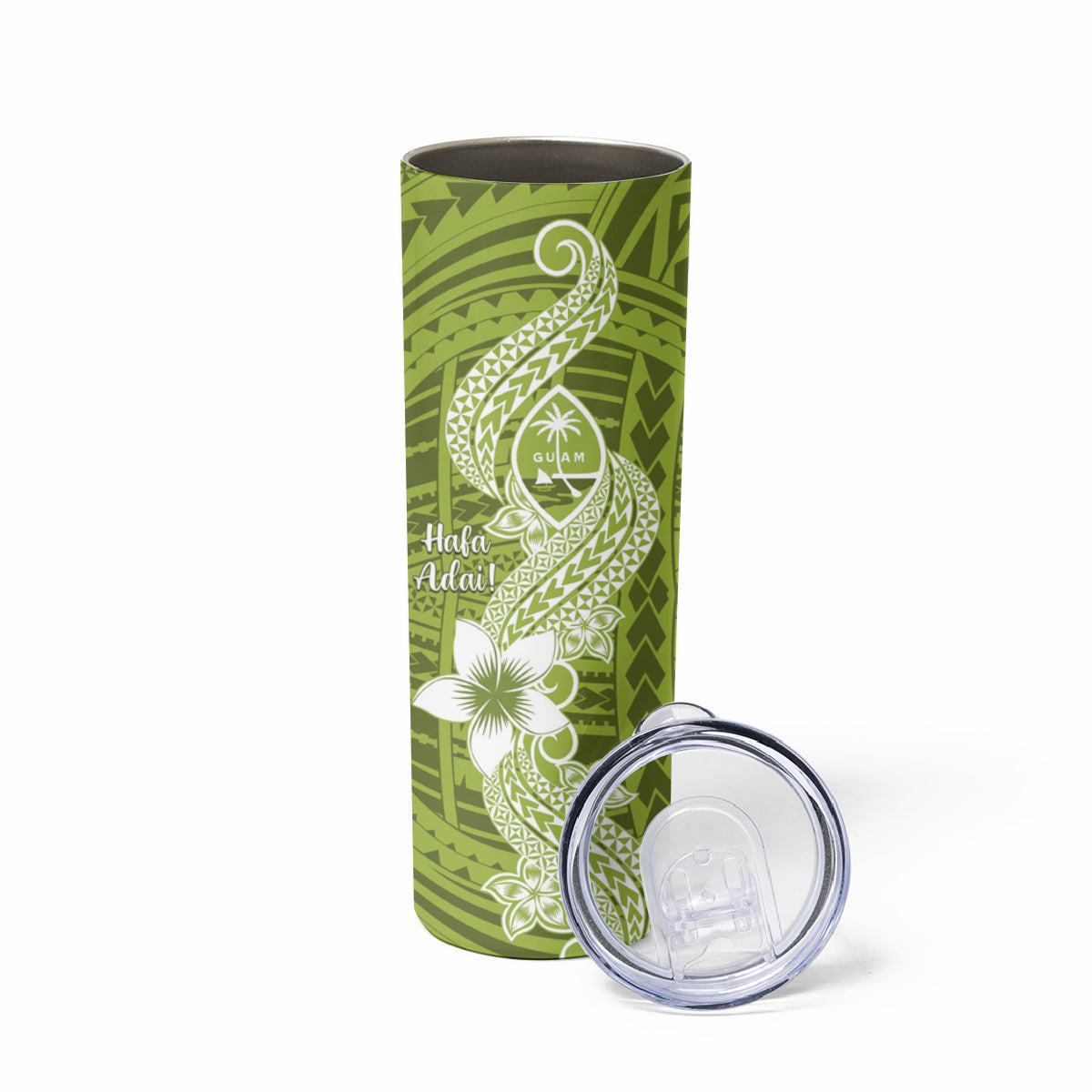 Hafa Adai Guam Skinny Tumbler Polynesian Olive Green Blue Pattern LT01 - Polynesian Pride