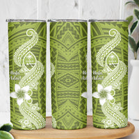 Hafa Adai Guam Skinny Tumbler Polynesian Olive Green Blue Pattern LT01 - Polynesian Pride