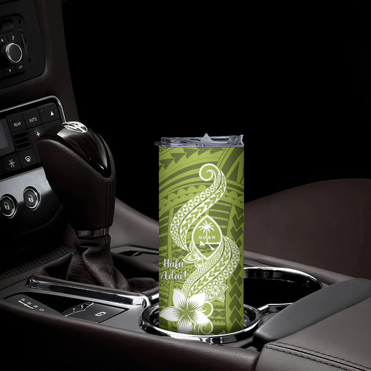 Hafa Adai Guam Skinny Tumbler Polynesian Olive Green Blue Pattern LT01 - Polynesian Pride