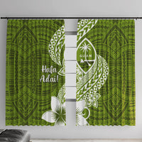 Hafa Adai Guam Window Curtain Polynesian Olive Green Blue Pattern LT01 With Hooks Green - Polynesian Pride