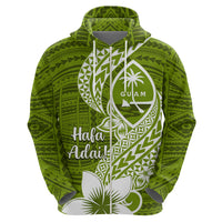 Hafa Adai Guam Zip Hoodie Polynesian Olive Green Blue Pattern LT01 - Polynesian Pride