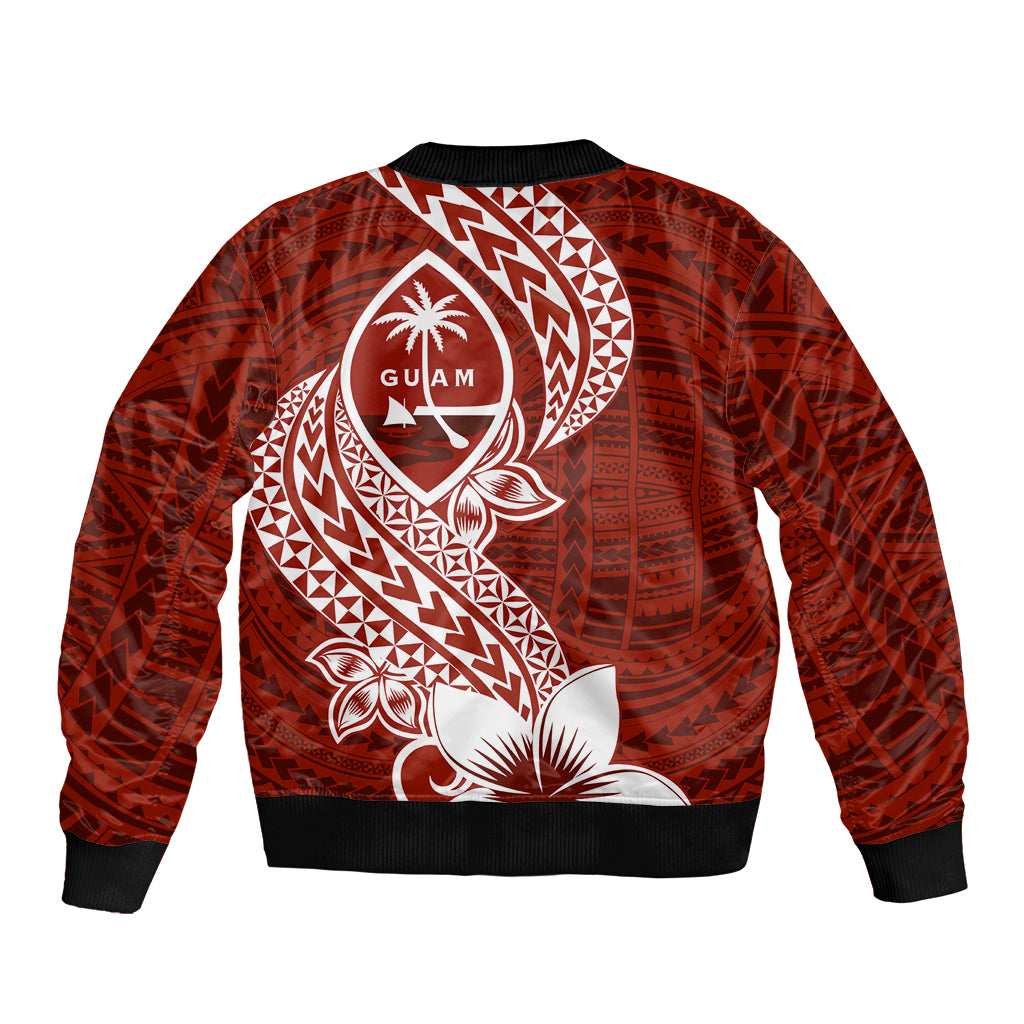 Hafa Adai Guam Bomber Jacket Polynesian Floral Red Pattern LT01 - Polynesian Pride