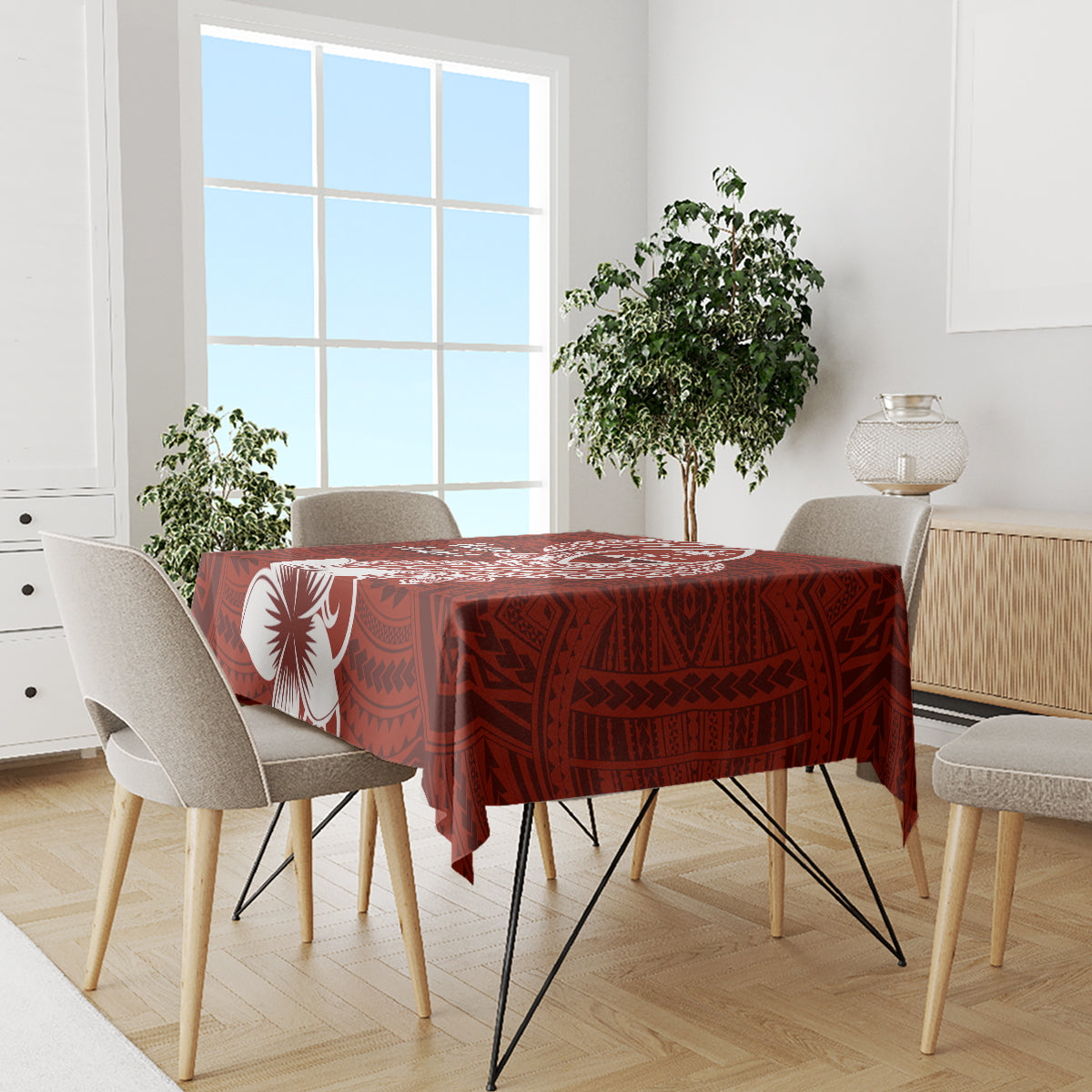 Hafa Adai Guam Tablecloth Polynesian Floral Red Pattern LT01 - Polynesian Pride