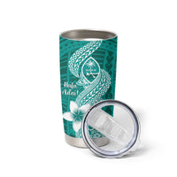 Hafa Adai Guam Tumbler Cup Polynesian Floral Teal Pattern