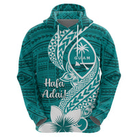 Hafa Adai Guam Zip Hoodie Polynesian Floral Teal Pattern LT01 - Polynesian Pride