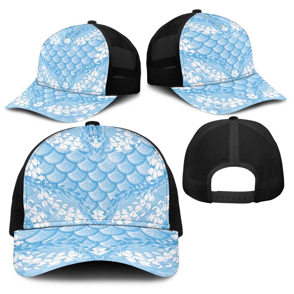 Baby Blue Mermaid Puakenikeni Maile Lei Baseball Net Cap