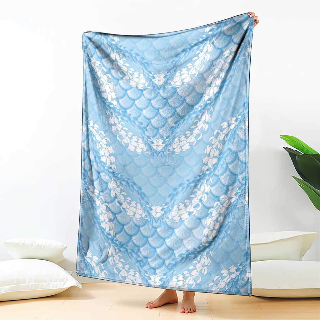 Baby Blue Mermaid Puakenikeni Maile Lei Blanket