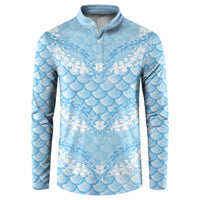 Baby Blue Mermaid Puakenikeni Maile Lei Button Sweatshirt