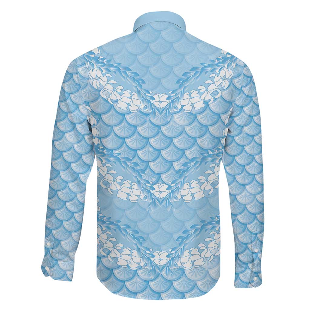 Baby Blue Mermaid Puakenikeni Maile Lei Family Matching Puletasi and Hawaiian Shirt LT01 - Polynesian Pride