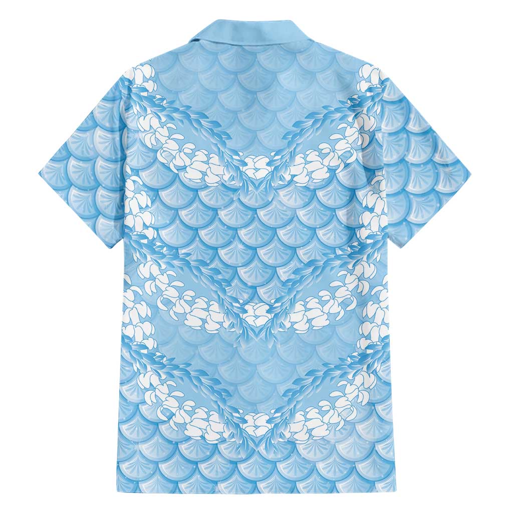 Baby Blue Mermaid Puakenikeni Maile Lei Family Matching Summer Maxi Dress and Hawaiian Shirt LT01 - Polynesian Pride
